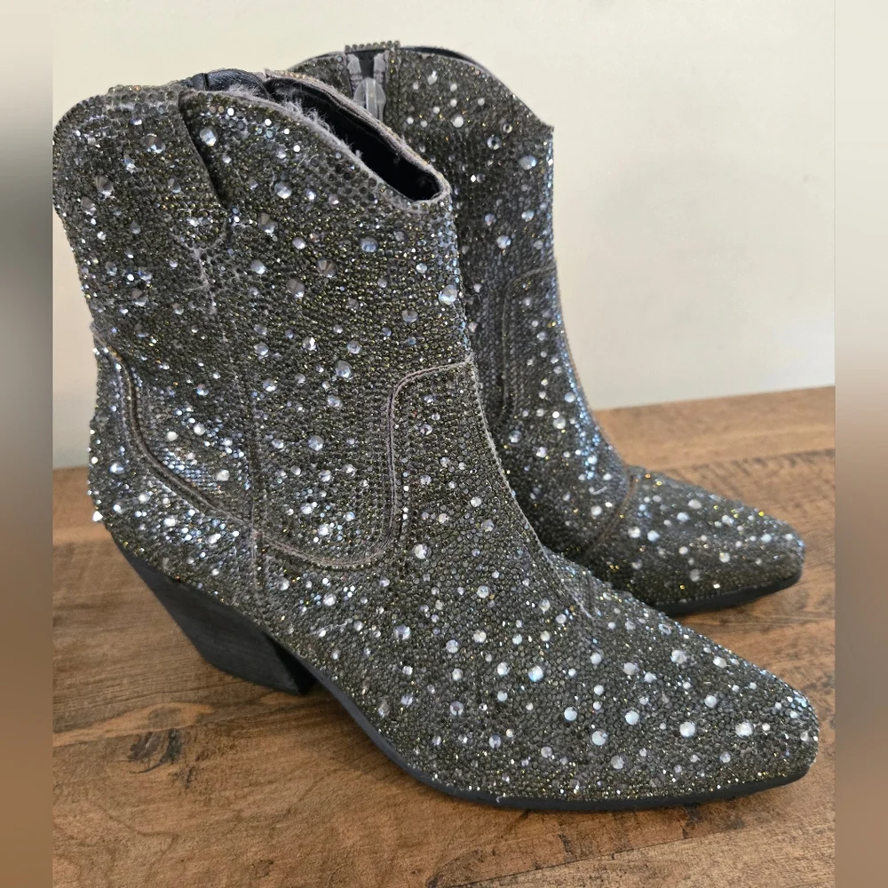 Matisse Shayne Rhinestone Green Ankle Booties Womens Size 7